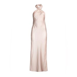 Sleeveless Cross-Neck Halter Backless Maxi Dress in Blush